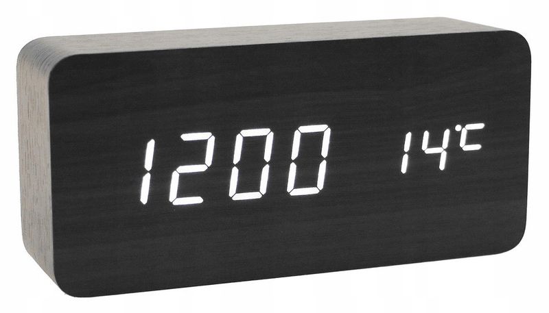 BUDZIK Zegar DREWNIANY Data LED TERMOMETR 862 zdjęcie 1