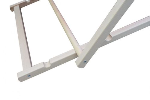 LEŻAK PLAŻOWY OGRODOWY DREWNIANY SKŁADANY BIAŁO-NIEBIESKI 17015 na Arena.pl