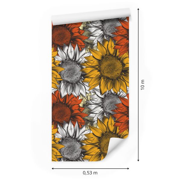 Tapeta na korytarz kolorowe słoneczniki kwiaty zdjęcie 4