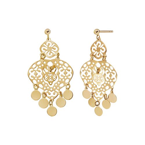 srebrne pozłacane wiszące kolczyki w stylu boho - kdk6509y na Arena.pl