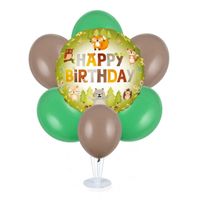 Zestaw balonów na stojaku Happy Birthday leśni przyjaciele