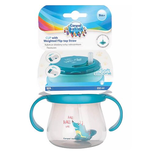 CANPOL Kubek ze składaną rurką silikonową i odważnikiem 250ml na Arena.pl