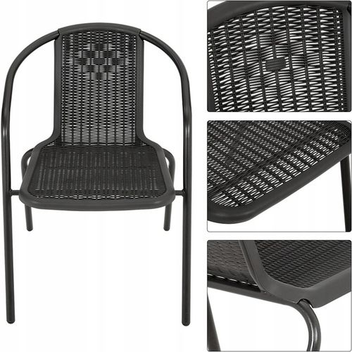 KRZESŁO Krzesła OGRODOWE NA TARAS DO STOŁU Rattan CZARNE na Arena.pl