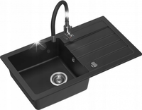 Zlewozmywak granitowy Kernau Deep Black + Bateria
