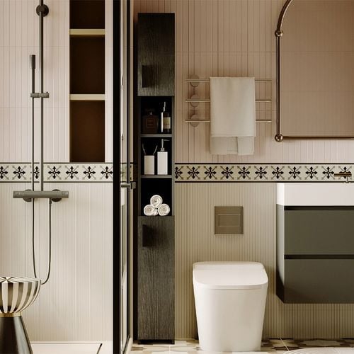 Regał Łazienkowy Stojący Szafa Czarny Loft Szafka Półka Słupek Wysoki 182cm na Arena.pl