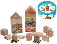 Kolorowe klocki drewniane – Miasto – 25 elementów