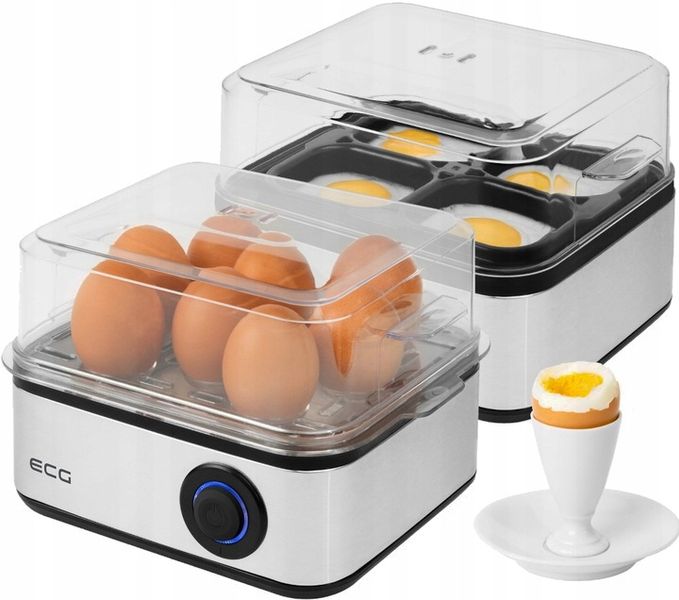 Jajowar ECG UV 5080 srebrny/szary 8 jajek gotowane, 4 jajka sadzone zdjęcie 1