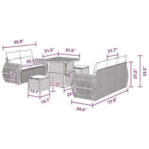 Zestaw Sof na Ogród 8 pcs Czarny polirattan na Arena.pl