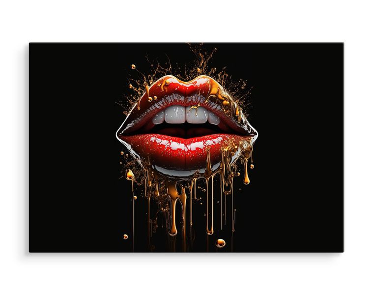 Obraz Ścienny Czerwone USTA Abstrakcja 3D Dekoracja Płótno Canvas 100cm x 70cm zdjęcie 3