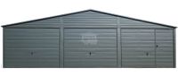 Garaż blaszany 9x6m - 3x Brama - drzwi  Antracyt  Dach dwuspadowy GP556
