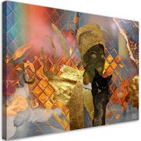 Obraz na płótnie, Afrykańska kobieta i czarny kot 120x80 120x80