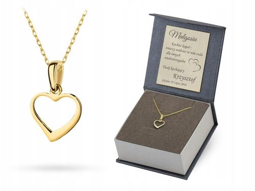 ZŁOTY KOMPLET ŁAŃCUSZEK Z SERCEM pr. 333 GRAWER na Arena.pl