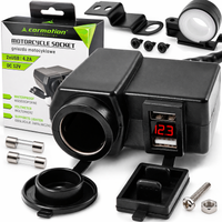 ŁADOWARKA MOTOCYKLOWA 2X USB 4.2A Z WOLTOMIERZEM I GNIAZDEM ZAPALNICZKI