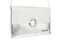 Srebrna oryginalna damska torebka kopertówka na pasku usztywniana W63