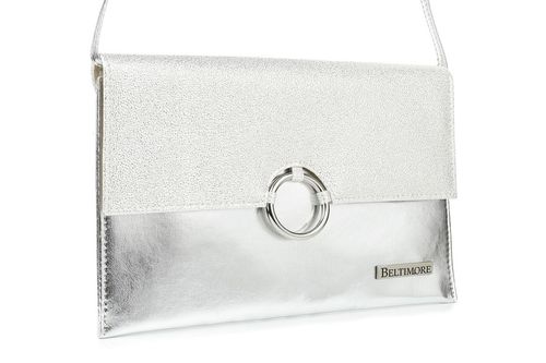 Srebrna oryginalna damska torebka kopertówka na pasku usztywniana W63 na Arena.pl