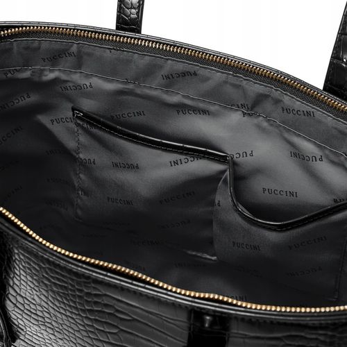 Torebka Damska Shopper Na Ramię PUCCINI Duża Mieści A4 Czarna BML054D-1 na Arena.pl