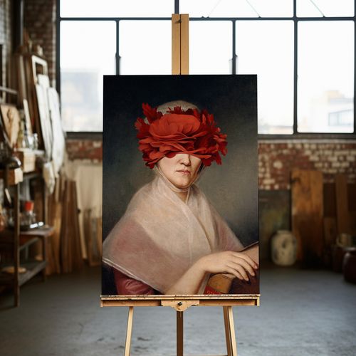 Obraz na płótnie portret czerwony kwiat 50x70 cm na Arena.pl