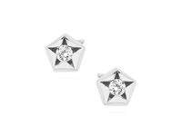 Delikatne rodowane srebrne kolczyki celebrytka pięciokąt gwiazdka star cyrkonie srebro 925 Z1502E