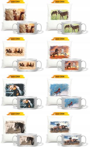 Zestaw PREZENTOWY PODUSZKA + KUBEK nadruk zdjęcie KONIA KOŃ RÓŻNE WZORY na Arena.pl