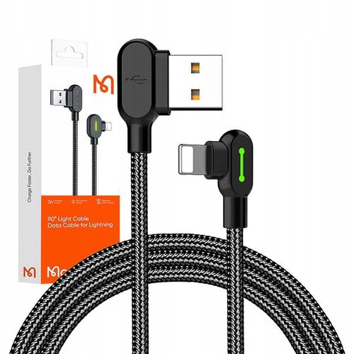 Kabel USB do Lightning kątowy Mcdodo CA-4674 LED, 0.5m (czarny) na Arena.pl
