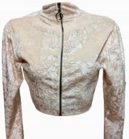 BOLERKO ROZPINANE BLUZKA TOP DAMSKI WELUROWY BSL Rozmiar M ECRU