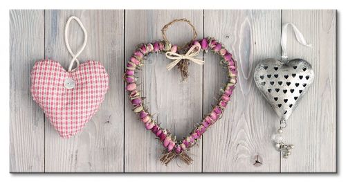 Heart Triptych Serca - Obraz na płótnie 100x50 cm na Arena.pl