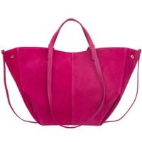 VERA PELLE torebka zamszowa shopper duża rozpinana na ramię V679 fuksja