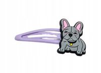 Dziewczęca fioletowa spinka szary piesek na zatrzask klik 5,5cm