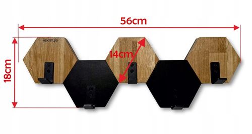 Wieszak ścienny do przedpokoju na ubrania na sciane drewniany Hexagon na Arena.pl