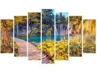 80CM 140CM OBRAZ 7 ELEM JEZIORO PLITVICE JESIENIĄ ŚCIENNY