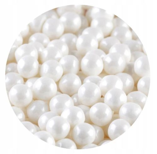 PERŁY PEREŁKI CUKROWE BIAŁE CHRZEST KOMUNIA roczek dekoracja 6mm tort 20g na Arena.pl