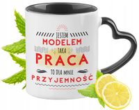 Dla Modela Kubek Czarny Z Uszkiem W Kształcie Serca Na Prezent Z Nadrukiem