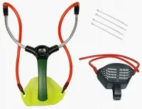 PROFESJONALNA METALOWA PROCA WĘDKARSKA+ ZAPASOWE GUMY Z KOSZEM KULEK ZANĘTY