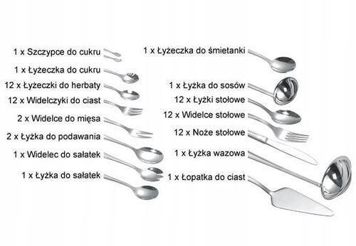 Sztućce w Walizce 72 ele 12 osób Połysk KINGHoff na Arena.pl