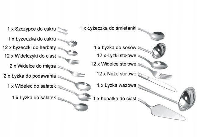 Sztućce w Walizce 72 ele 12 osób Połysk KINGHoff zdjęcie 9