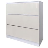 Komoda Do Salonu Sypialni 3 Szuflady 80 Zoe Biała Wanilia Połysk