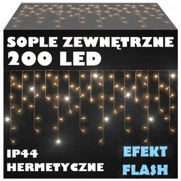SOPLE FLASH 200 LED ZEWNĘTRZNE BIAŁE CIEPŁE CHOINKOWE lampki na Arena.pl