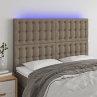 Zagłówek do łóżka z LED, taupe, 144x5x118/128 cm, tkanina