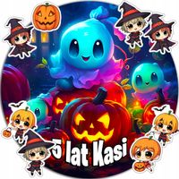 OPŁATEK NA TORT 20CM - HALLOWEEN DEKORACJA URODZINOWA + IMIĘ 15CM 18CM