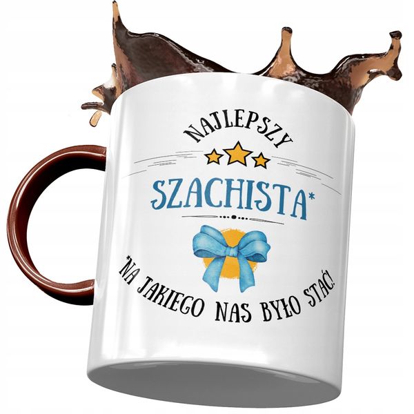 Kubek Bordowy Dla Szachisty Najlepszy Szachista Z Nadrukiem Ze Zdjęciem zdjęcie 1