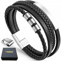 LECERTO SKÓRZANA BRANSOLETKA PLECIONA MĘSKA REGULOWANA 20,5-22 PREMIUM