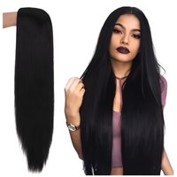 Peruka długa 80 cm czarna brunetka z grzywką