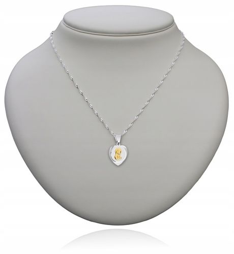 Medalik Komunijny Łańcuszek Srebrny Matka Boska Serce do Komunii do Chrztu na Arena.pl