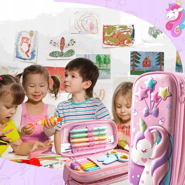 DUŻY PIÓRNIK PODWÓJNY DO SZKOŁY JEDNOROŻEC DŁUGOPI zdjęcie 8