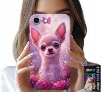 ETUI DO IPHONE SE / SE2 - SŁODKA CHIHUAHUA NA RÓŻOWYM TLE KWIATAMI