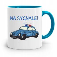 Kubek Błękitny Dla Policjanta Na Sygnale Prezent Z Nadrukiem Ze Zdjęciem