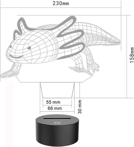 Lampka LED nocna aksolotl 3D akrylowa wielokolorow na Arena.pl