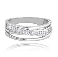 MINET Pierścien srebrny z białymi cyrkoniami wielkość 18