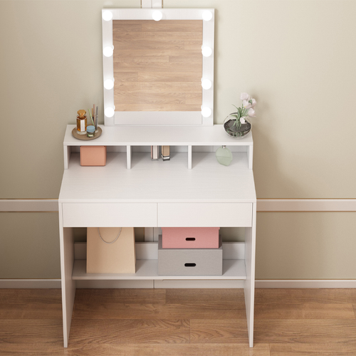 TOALETKA DO MAKIJAŻU WIZAŻU KOSMETYCZNA Z LUSTREM LED NOWOCZESNA 80 CM LOFT na Arena.pl