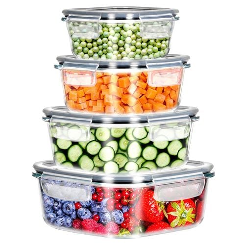 4x Pojemniki Kuchenne Szklane na Żywność Żaroodporne Zestaw Pojemników na Arena.pl